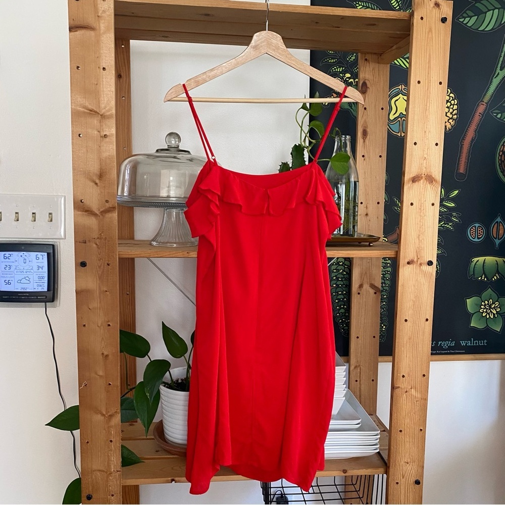 Revolve Privacy Please Red Ruffle Mini Dress Large - Picture 3 of 15